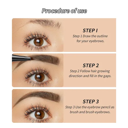 Vista 6 de Yulinlon Lápiz de cejas de 4 puntas, 6 colores, resistente al agua, de larga duración, herramienta de maquillaje profesional (1# marrón claro)