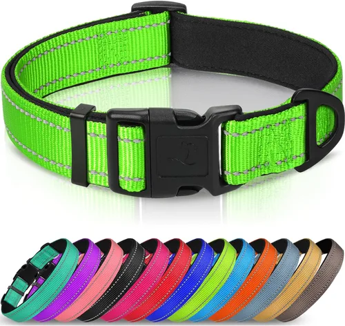 Vista 19 de Joytale - Collar reflectante para perro, collar de nailon transpirable con acolchado de neopreno suave para mascotas, ajustable para cachorros
