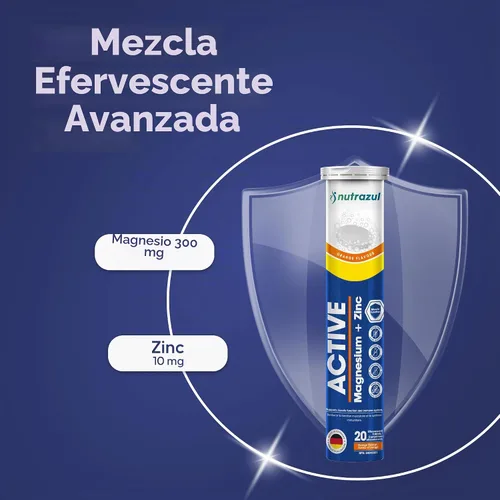 Vista 3 de Nutrazul Tabletas efervescentes de magnesio activo y zinc, ayudan a mantener la función muscular y el equilibrio de electrolitos, suplemento