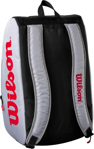 Vista 3 de WILSON Super Tour - Bolsa de pickleball con capacidad para hasta 3 paletas, gris/rojo/negro