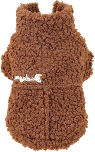 Vista 7 de SMALLLEE_LUCKY_STORE Chaqueta de gamuza sintética para mascotas, abrigo de invierno con forro polar mullido con anillo en D para perros pequeños
