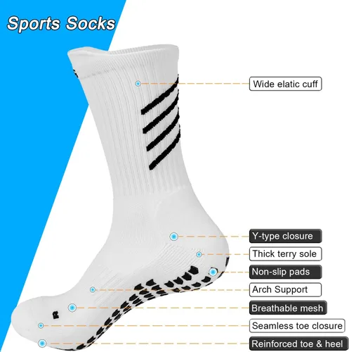 Vista 2 de GOGOGOAL Calcetines deportivos antideslizantes para hombres y mujeres, calcetines de fútbol con agarre, calcetines de entrenamiento deportivo