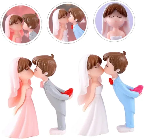 Vista 4 de ARTIBETTER 10 pares de adornos de boda para parejas, adornos para parejas y para la señora para tartas de boda, decoración de estatua de pareja