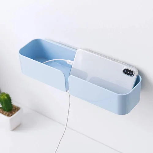 Vista 2 de Estante flotante montado en la pared, adhesivo sin perforaciones, organizador de baño, estante de repisa para decoración del hogar