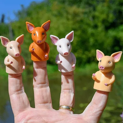 Vista 2 de Mcphee Archie Funny Finger Pigs - Juego de marionetas de dedo de 4 piezas