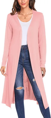 Vista 19 de Bluetime Women Open Front Maxi Cardigan Negro