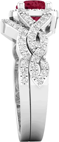 Vista 17 de Dazzlingrock Collection Juego de anillos de boda redondos de 0.228 in creados en laboratorio y diamantes blancos naturales para mujer