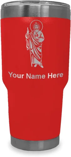 Vista 25 de LaserGram Vaso aislado al vacío de 20 onzas, Saint Jude, grabado personalizado incluido (negro)