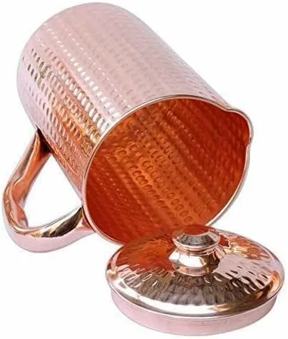Vista 5 de Jarra de agua de cobre, sin juntas, a prueba de fugas, diseño martillado, 50.7 fl oz (paquete de 1)