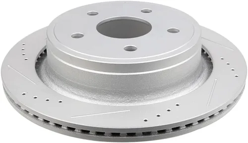 Vista 4 de SCITOO Rotores de disco D/S delanteros de 13.23 pulgadas y traseros de 13.86 pulgadas + pastillas de freno de cerámica de repuesto para Chrysler