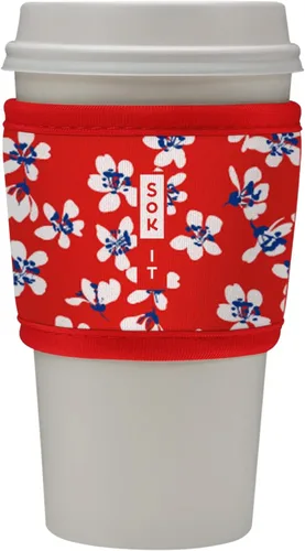 Vista 24 de Sok It HotSok Coffee & Tea - Funda de neopreno con aislamiento reutilizable (floral abstracto)