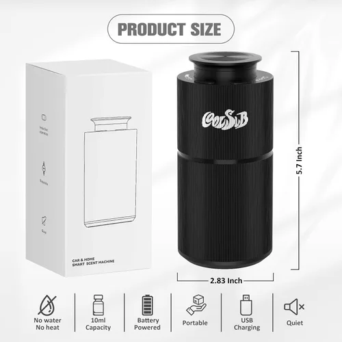 Vista 2 de Difusor inteligente sin agua, difusor sin agua para aceites esenciales con temporizador y 3 niveles de niebla, difusor de aceite esencial de Negro