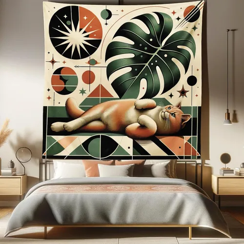 Vista 108 de Ambesonne Tapiz de hongos, atmósfera psicodélica, escena astral estrellada con motivos orientales trippy, decoración de tela para colgar en la pared