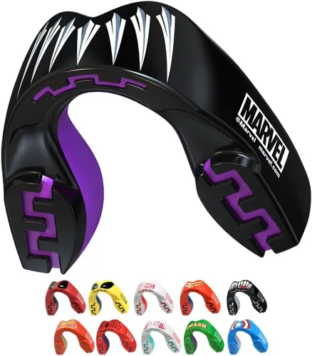 Vista 25 de Marvel Protector bucal deportivo, protector bucal de doble capa para adultos y jóvenes con estuche (bestia, junior (hasta 11 años)) Youth <11