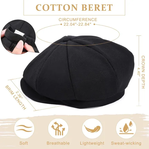 Vista 4 de Boina para hombre de algodón plana Ivy Gatsby Newsboy Conducción Sombrero Tweed Derby Sombrero Cabbie Sombreros
