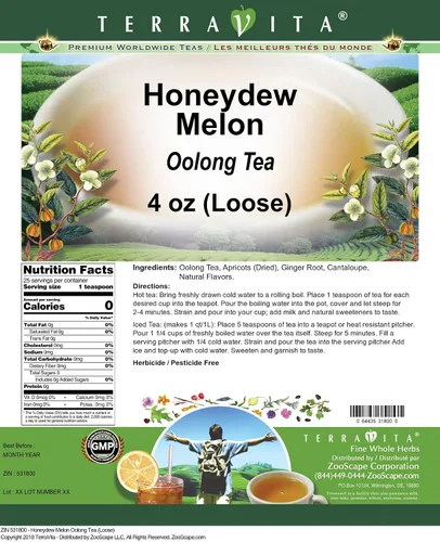 Vista 2 de Té Oolong Melón Honeydew (Suelto) (4 oz, ZIN: 531800)