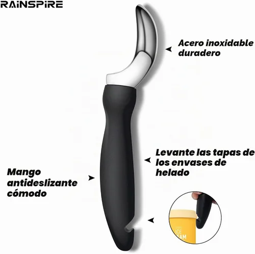 Vista 3 de Rainspire Cuchara de helado de acero inoxidable con mango cómodo, cuchara para helado resistente, pala para helado, ideal para cucharas de helado