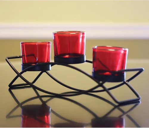 Vista 19 de Seraphic - Porta velas arqueado de hierro para decoración de centro de mesa con portavelas largo para bodas, patio, cocina, comedor y mesas de café