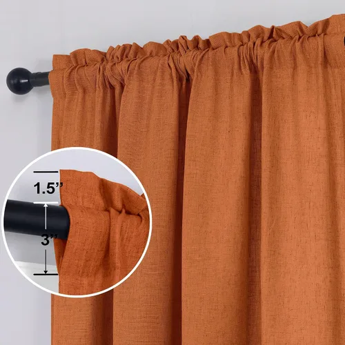 Vista 152 de KOUFALL Juego de 2 cortinas de puerta francesa, cortinas de lino para puerta/ventana, cortina transparente boho para cristal lateral delantero