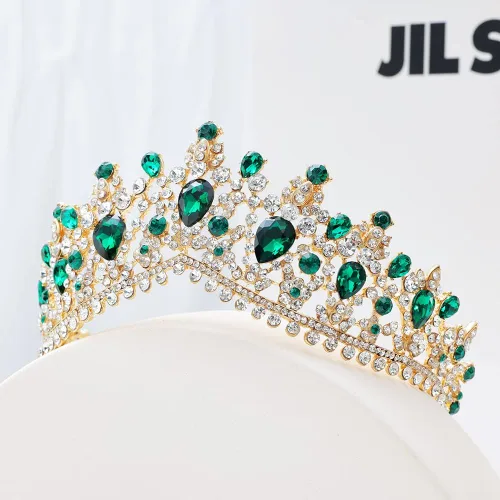 Vista 4 de Kamirola Tiaras y coronas para mujer, collar de aretes de tiaras, juego de joyas de cristal para novia, fiesta de disfraces, Halloween, graduación