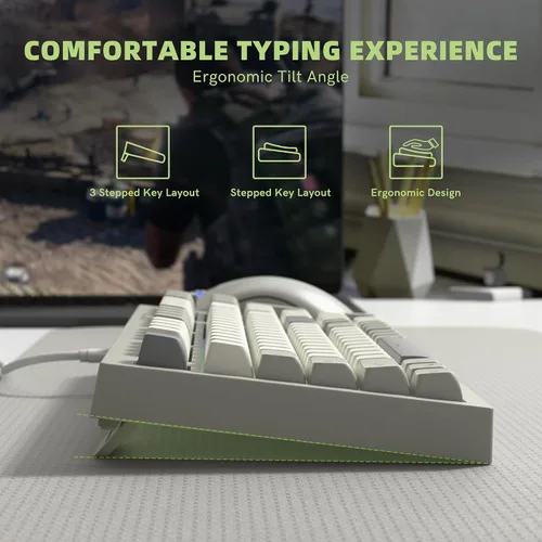 Vista 6 de womier DK98 Retro Wired Gaming Keyboard Creamy Membrane with Rainbow RGB Backlight - Quiet,Volume Knob,PBT Keycap 97 Key ANSI Layout Compatible with