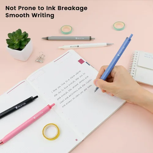Vista 2 de Bolígrafos de gel con escalas de regla en el cañón, 5 piezas de 0.5mm, bolígrafos retráctiles de punta fina para escritura y dibujo precisos, tinta