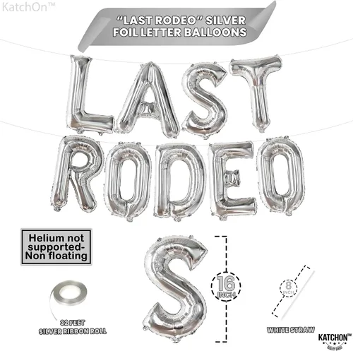 Vista 4 de KatchOn, Juego de 15 globos de rodeo – plata, bola de discoteca, botas de vaquera, despedida de soltera, boda, decoraciones de cumpleaños