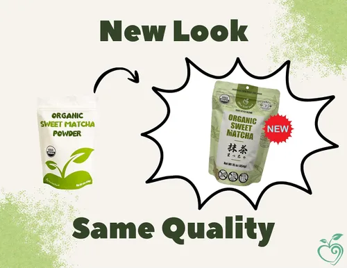 Vista 3 de Cherie Sweet Heart - Mezcla de té verde orgánico Sweet Matcha – Mezcla estilo café – 16 onzas, vegano y sin gluten, rico en antioxidantes, perfecto