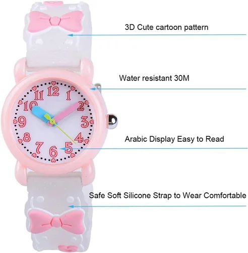 Vista 3 de Venhoo Kids Watches 3D Cute Cartoon Waterproof Silicone Children Toddler Wrist Watches Time Teacher Gifts for 3-10 Ages Girls Boys Little Child