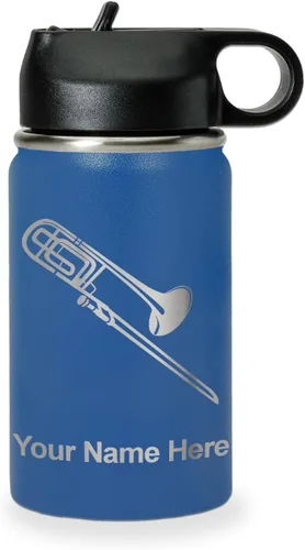 Vista 62 de LaserGram Botella de agua personalizada, trombón, acero inoxidable de doble pared aislada al vacío con popote superior, regalo grabado personalizado