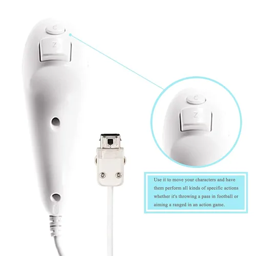 Vista 5 de JINHEZO Nunchuck Controller Joystick Gamepad Replacement for wii Nunchuck Controller, Compatible with Nintendo Wii & Wii U Video Game Gamepads White