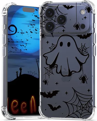 Vista 26 de Funda de Halloween para Google Pixel 6A transparente con diseños de murciélagos fantasmas, funda para teléfono para niñas, elegante, delgada, a