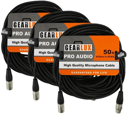 Vista 31 de Gearlux – Cable de micrófono XLR, completamente balanceado, macho a hembra, 25 pies - Paquete de 3