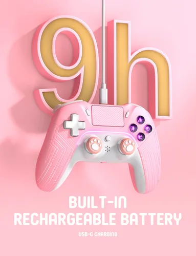Vista 6 de PHNIXGAM Pink Wireless Controller Compatible with Ps4Ps4 ProPs4 SlimPCiOS 13.4 AboveAndroid 10, Gaming Controller with Touchpad, Motion Sensor