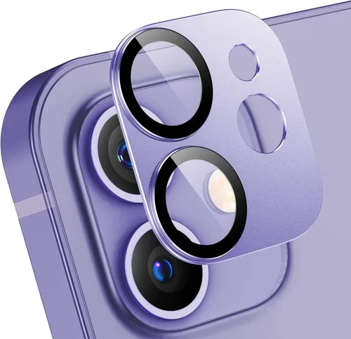 Vista 9 de Korecase Paquete de 2 protectores de lente de cámara para iPhone 12, película de lente de metal de aluminio, cubierta de pantalla de cámara de Negro