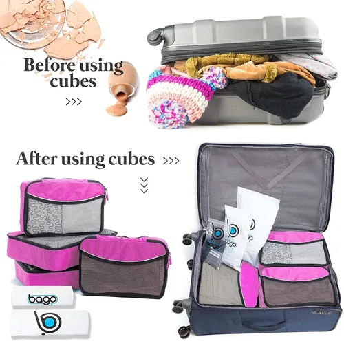 Vista 3 de Bago Cubos de embalaje para maletas y bolsas de viaje juego de 7 bolsas organizadoras de equipaje y maleta cubos de compresión para organizador