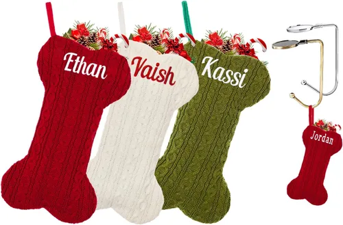 Vista 17 de Calcetines personalizados para mascotas Ulico, calcetines de Navidad personalizados para perros y gatos, calcetines de Navidad grandes bordados