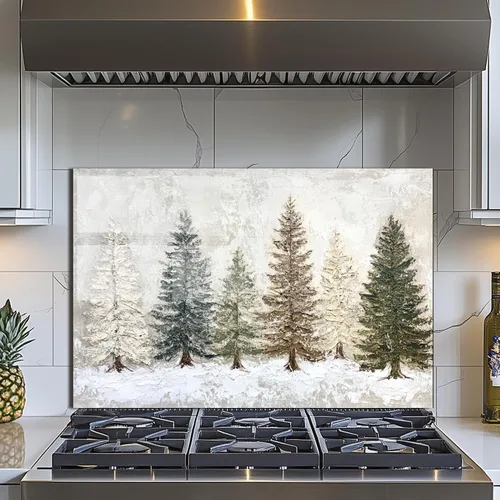 Vista 9 de Evgosm Protector contra salpicaduras de vidrio templado para cocina, estufa de escena de nieve, salpicadero de vidrio, utilizado para protección