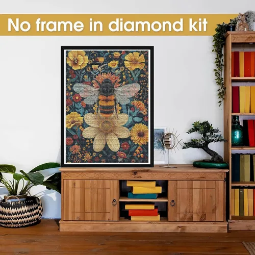 Vista 2 de Bimkole Kits de arte de diamantes 5D para adultos, abejas, taladro completo, juego de bordado de diamantes de imitación, pintura con diamantes, arte