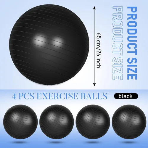 Vista 2 de Leyndo 4 pelotas de ejercicio de yoga de 26 pulgadas, para pilates, embarazo, parto, fitness, con bomba rápida, antiestallido, para mejorar