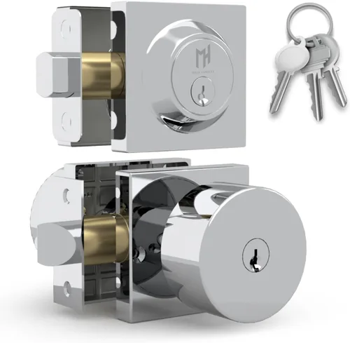Vista 22 de Mega Handles - Cerradura de cerrojo SUANA I Cerradura de entrada - Cerradura de cerrojo cuadrada de alta resistencia para puertas zurdas o diestras