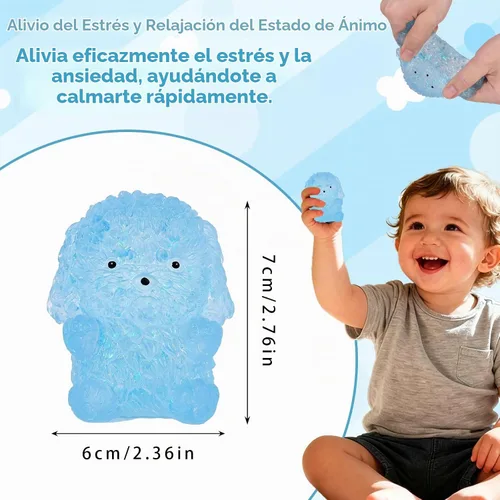 Vista 4 de Juguete squishys para perro, juguete de levantamiento lento con purpurina Perro azul