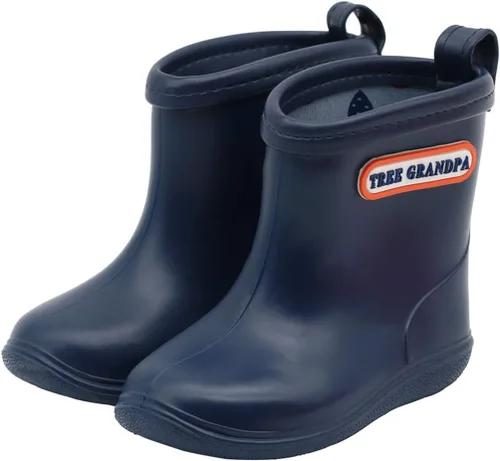 Vista 16 de Botas de lluvia para bebés, botas de lluvia cortas para niños pequeños, fáciles de poner, ligeras e impermeables Azul