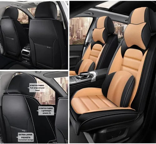 Vista 25 de 2 fundas de asiento para Mazda CX-3 2016-2021, fundas de asiento de automóvil de cuero, impermeables, antideslizantes, suaves, cómodas y de alta