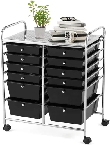 Vista 12 de Giantex Carro Organizador con 6 Cajones, con Ruedas, para Herramientas, Papel de Recortes, Hogar, Oficina, Escuela, Carro Utilitario Móvil Multiusos
