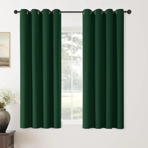 Vista 122 de ChrisDowa Cortinas 100% Opacas de Abedul Sólido de 45 Pulgadas de Largo, 2 Paneles para Dormitorio y Sala de Estar, Estilo Granja Oscurecedoras