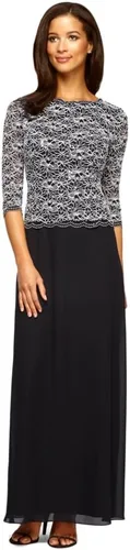 Vista 11 de Alex Evenings Vestido de una pieza con cuerpo de encaje elástico de mangas 3/4 para mujer Bordado de orquídea ahumada