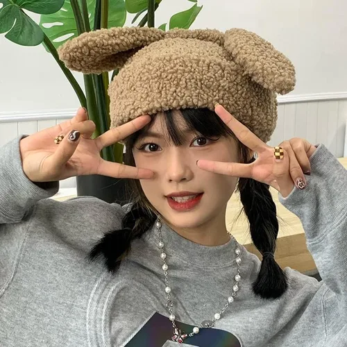 Vista 7 de RICHTRUE Bonitos gorros para mujer, gorros de conejo para mujer, accesorios Y2K, sombreros de ganchillo para mujer, gorro Kawaii