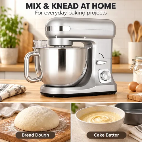 Vista 4 de 5.3QT Stand Mixer, 660W Large Capacity Dough Mixer for Kitchen