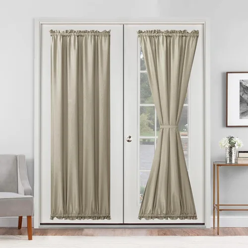 Vista 73 de Cortinas para puerta francesa, color aguamarina, 24 pulgadas de ancho x 40 pulgadas de largo, 1 panel Bolsillo para barra, semitransparente
